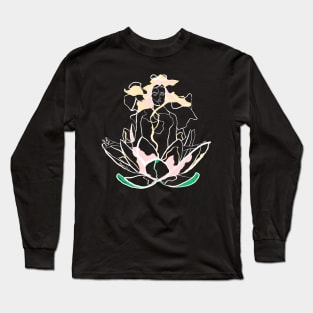 Single Line - Lotus (White) Long Sleeve T-Shirt